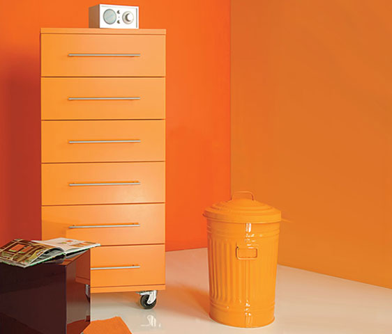 Linea City - Cassettiera a colonna su ruote, 6 cassetti, colore arancio