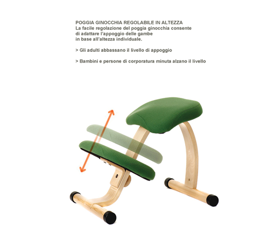 Permette di controllare la distribuzione del peso tra sedile e poggia ginocchia