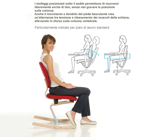 Seduta ergonomica con basamento basculante e seduta con molleggi