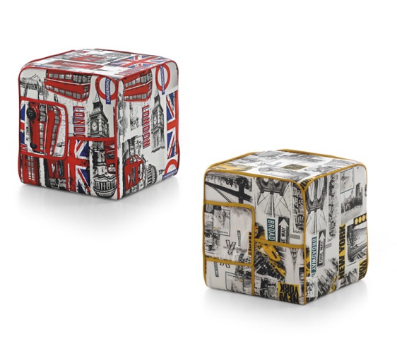 City - Pouf quadrato con porta riviste laterale