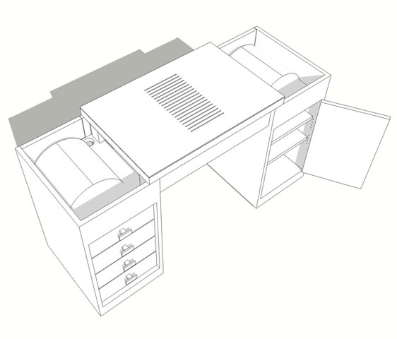 Scheda tecnica tavolo per ricostruzione unghie modello Kubik