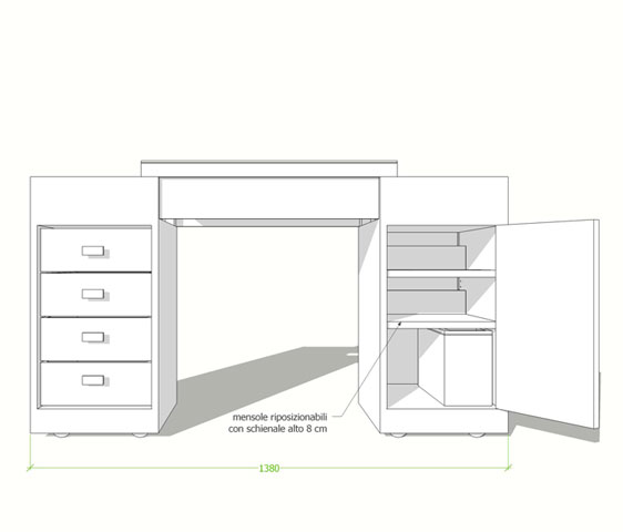 Scheda tecnica tavolo per ricostruzione unghie modello Kubik